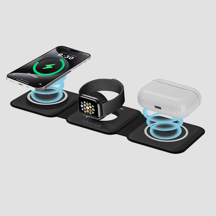 Powerup 3in1 Flat Wireless Charger - Black