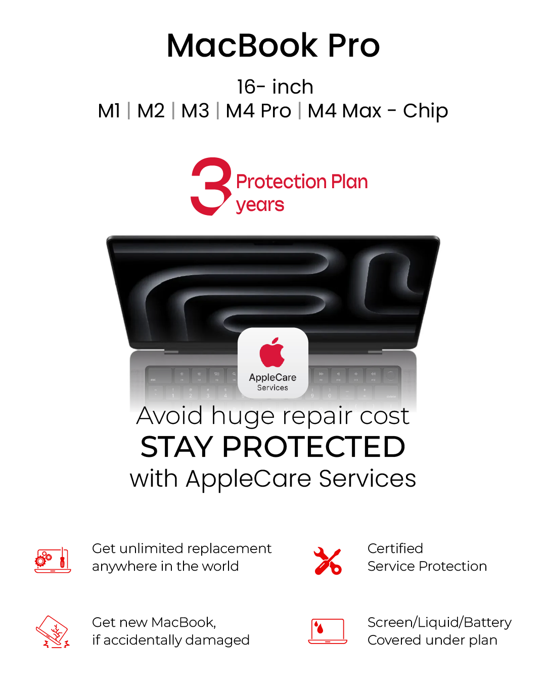 Macbook Pro 16" (M1,M2,M3,M4Pro,M4Max) - Apple Care Services