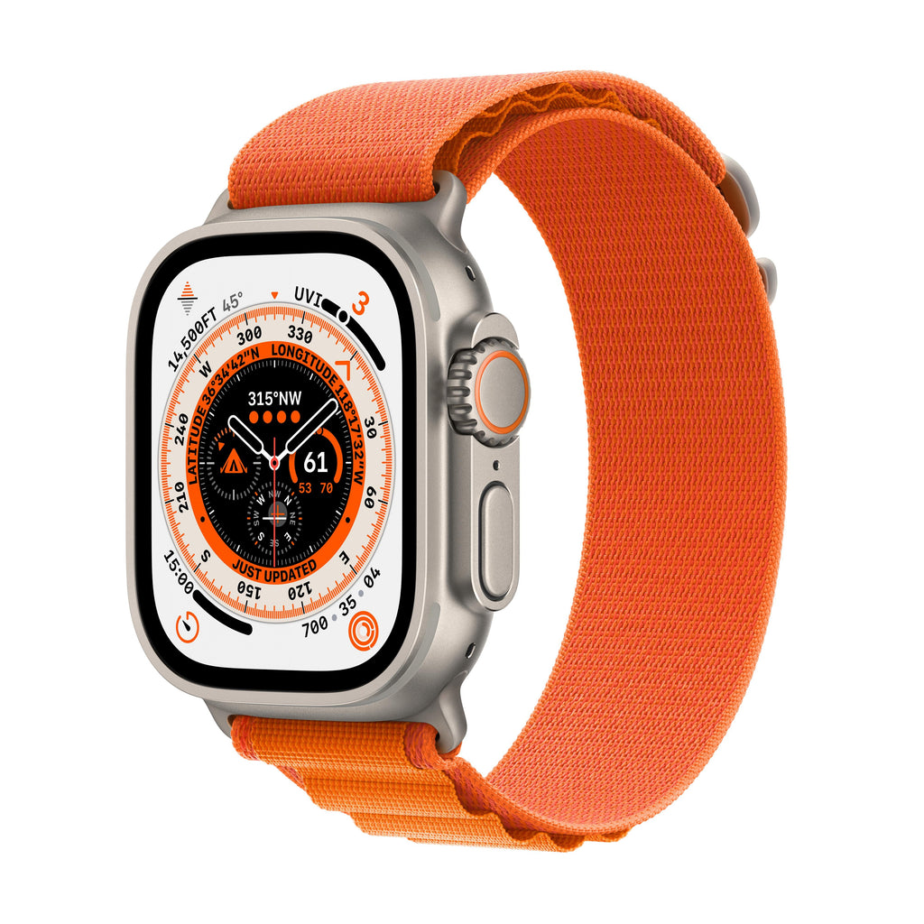Apple Watch Ultra GPS + Cellular, 49mm Titanium Case with Orange Alpine Loop - Large